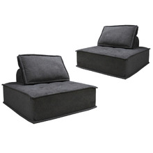 Rogan Linen & Cotton Armless Lounge Chairs (Set of 2)